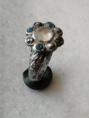 Rare Pre Georgian Alloy Silver, Zinc Ring, With Crystal Stones, US-10,5