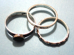 3 Bands Stone Bark Silpada Indent Thin Design Rings Sizes 11.25 & 11.5 Silver
