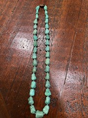 Vintage Turquoise Chinese Export Necklace with Silver Filigree Clasp 24″ 89g