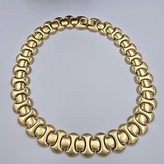 Vintage Matte Gold Necklace Chunky Linked Statement Collar
