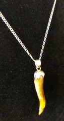 Vtg 70’s 1/90 GF 12k Gold Tigers Eye Agate Italian Horn Pendant & 17″ Necklace