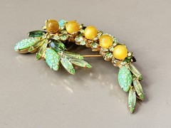 Vintage Verified JULIANA BOOK SET Green Art Glass Necklace Bracelet Brooch Ear
