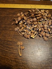 Lot 100 Studded Palm Tree France Vintage 60s Brass Stampings Findings Jewelry