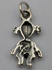 Vintage 925 Sterling Silver Little Girl Child Rag Doll Pigtails Dress Charm 1.1g