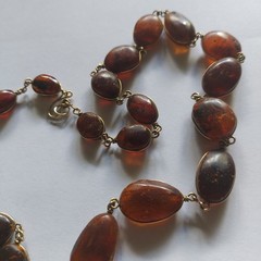 Vintage Bultic Amber Graduated Nuggets Wire Wrapped Necklace 24” 26g