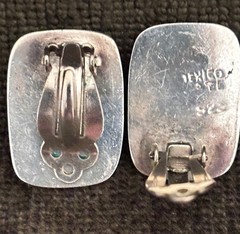 Vintage Sterling Silver Clip-on Earrings Rectangular Dome Stamped TI Mexico 925