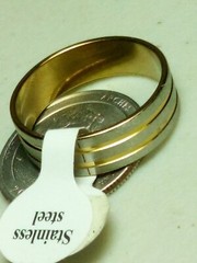 Vintage Stainless Steel Mens Ring Art Deco Line Color In Photo Size 12.5 B33