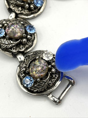 Selro Selini Necklace & Bracelet Set Unsigned Silver Tone Confetti Vintage