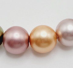 Lustrous Pastel Metallic Coated Glass Faux Pearls Earthy Jewel Tones 19 Inch