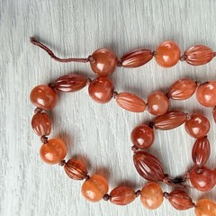 Vintage Possibly Antique Hand Knotted Carnelian Beaded Necklace Needs a Clasp