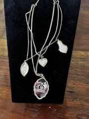 Juicy Couture Triple Chain Gold Tone Necklace Mirrored Charms 18”