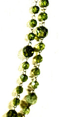 Vintage 50″ Bottle Green Acrylic Faceted Crystals Necklace shown doubled