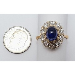 Vintage 14K Karat Solid Two Tone Multi Color Gold Sapphire & Diamond Ring