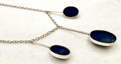 Antique Edwardian SODALITE 935 Sterling Silver Negligee Necklace ~ GERMANY