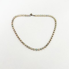 Vintage AB Rhinestone Choker Gold Tone Sparkly Glam Necklace 14.5″