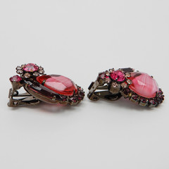 Juliana D&E Brooch Earrings Amethyst Purple Rose Pink Givre Stripe Pin Set Book