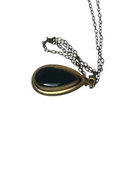 Vintage 14K Yellow Gold Black Onyx Teardrop Pendant