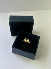 Vintage Clear Cubic Zirconia Ring Gold Plated Womens Size 10