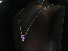 Vintage Sabika Necklace – Purple & Pink Crystal Pendant, Signed Statement Chain