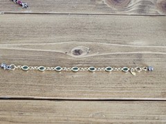 Vintage 1/20 12k Gold Filled & Green Stones Link Bracelet 6-3/4 Inches