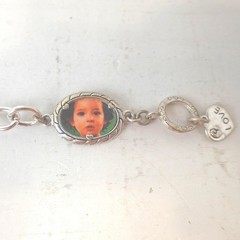 Y2K Photo Locket Charm Bracelet Silver Tone Picture Love Retro Chunk Jewelry
