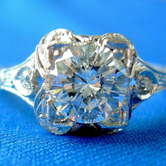 Original EARTH MINED DIAMOND Deco Engagement Statement Ring PLATINUM Solitaire 7