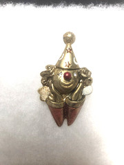 Vtg Danecraft gold tone enamel rhinestone Clown Pin