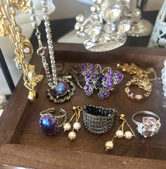 Vintage Estate Costume Jewelry Lot Glowers Trifari Avon Crystal w/Display Pcs.