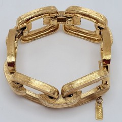 Monet Chunky Square Link Gold Tone Brush Finish Vintage Bracelet No Safety Chain
