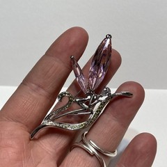 Kirks Folly Fairy Brooch Pink Wings Rhinestone Sparkly NIB