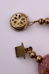 VTG MCM Handblown 24K Aventurine Pink Venetian Art Glass Beaded Necklace, Italy.