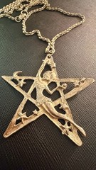 Vintage Style Art Nouveau Fairy or Goddess Pentagram Pendant Necklace