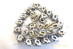 RARE VTG CORO BLUE RIBBED AB GLASS RHINESTONE NECKLACE BROOCH EARRINGS SET