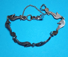 Antique 1920s Carl Schon Seahorse Sterling Silver Bracelet, 11,74 grams