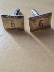 Vintage Art Deco Men’s Silver Toned Cufflinks Monographed with The Letter H