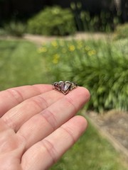 Vintage Sterling Silver Y2K Era Multi Gemstone Colorful Heart Ring Sz 8.75