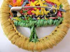 HANDMADE Flowers Tree of Life Pin Brooch Colorful Woven Natural Material 1-5/8″