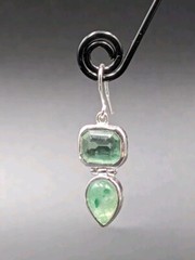 NOS By JEZLAINE Sterling Silver Aventurine Stone Drop Dangle Hook 925 Earrings