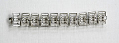 Vintage Sarach Coventry Bird Cage Silver Tone Openwork Panel Link Bracelet