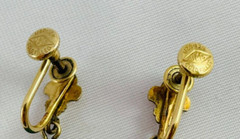 Vintage JMS Earrings 12KT Gold Filled Green Drop Dangle Screw Back Earrings