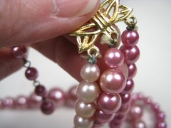 Vintage 1960s Japan Multi Strand Pink Ombre Beaded Necklace Vintage Choker 15 in