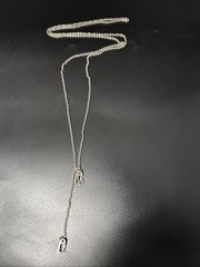 Vintage Sterling Silver Y Necklace Charm Holder Chain Casual Signed 8gram 26”