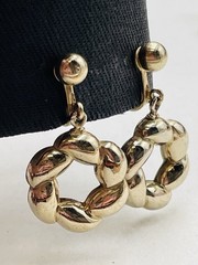 MARINO Heavy Twisted Rope Wreath Gold Tone Dangle Drop Clip on Earrings Vintage
