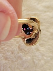 Vintage 1970s 14kt Gold Swirl Ribbon Ring W/ Ceylon Pink &Blue Sapphires Size 6