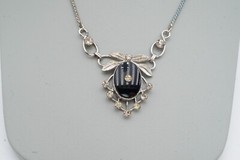 Vintage Sterling Silver 925 Rhinestone Necklace 17.75″