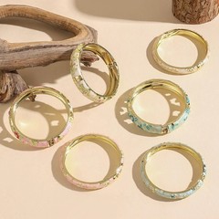 2Pcs Vintage Cloisonne Enamel Flower Bangle Bracelet Women Hollow Jewelry Gift