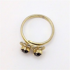 Vintage Double Heart Ring Gold Tone Purple Rhinestone Adjustable Love Retro