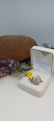 STERLING SILVER CN MARQUISE SHAPE 2 Tiered BAND RING Sz8 4.7g Vintage A4273OS