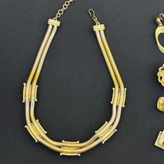 Vintage Monet Trifari Napier Gold Tone Necklace & Clip Earrings Lot 9 Pcs