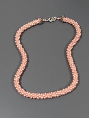Vintage Pink Faux Pearl Cluster Bead Choker Necklace Classic MCM 15 in Collar